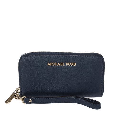 michael kors wallet blue and white|Michael Kors wristlet outlet.